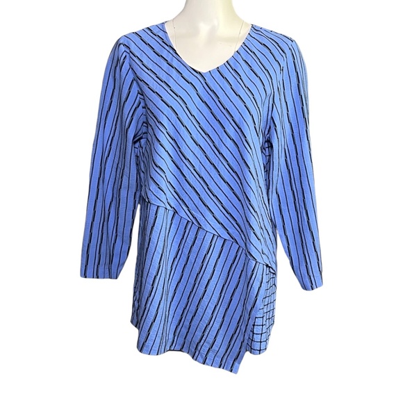 Habitat Clothes to Live In Tunic Top Size M Asymmetric Textured Lagoon Blue - Picture 1 of 10